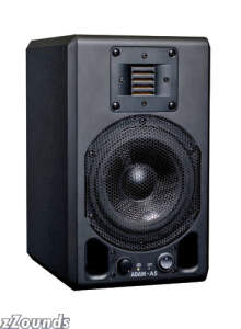 The brand-new A5 is the smallest scion of the ADAM Studio Monitors and technically a smaller brother of the A7. The A5 uses the same ADAM proprietary transducer technology (ART) and the same woofer consisting of a sandwich construction of carbon fiber and Rohacell(R), only reduced in size to 5-inch. The built-in amplifiers with 2 x 25 W power control the drivers directly.
