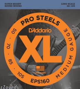 D'Addario EPS160 XL ProSteels Medium Gauge/Long Scale Bass Strings