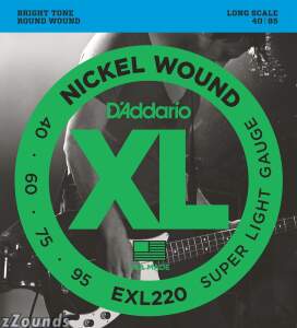 D'Addario EXL220 XL Nickel Wound Bass Strings (Super Soft, Long)