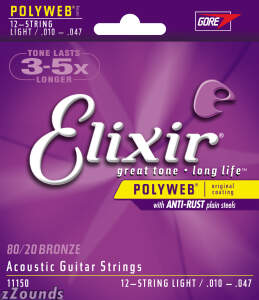 Elixir 11050 12-String Polyweb Acoustic Guitar Strings (Light, 10-47)