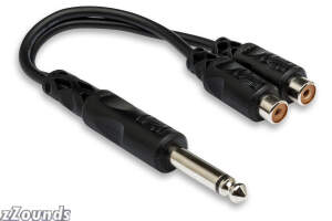 Hosa Y Cable - 6 inch (Mono 1/4 inch Phone Male to 2 RCA Female) (Model YPR103)