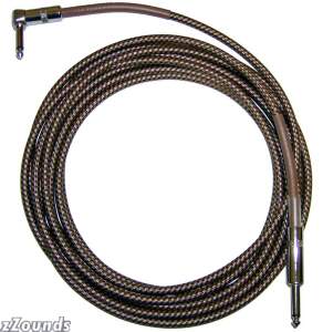 CBI Braided Instrument Cable with Right Angle (Vintage Tweed)
