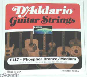 D'Addario EJ17 Phosphor Bronze Acoustic Guitar Strings (Medium, 13-56)