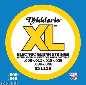 D'Addario EXL125 XL Electric Guitar Strings (Super Light Top/Regular Bottom, 9-46)