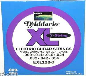 D'Addario EXL120-7 XL Electric Guitar Strings (Super Light, 7-String, 9-54)