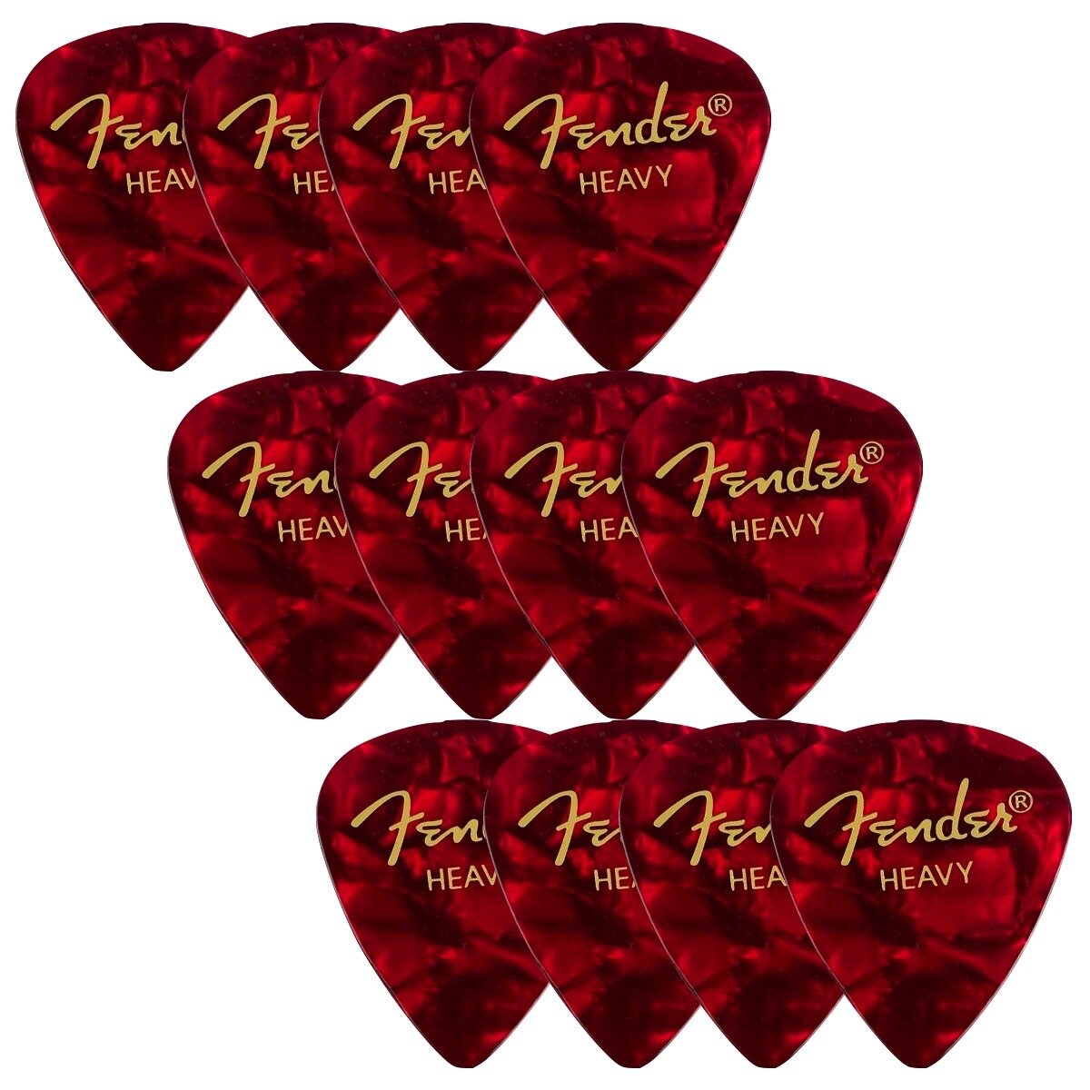 Fender Classic Celluloid Pick 12 Pk Red Moto Heavy -  1980351909