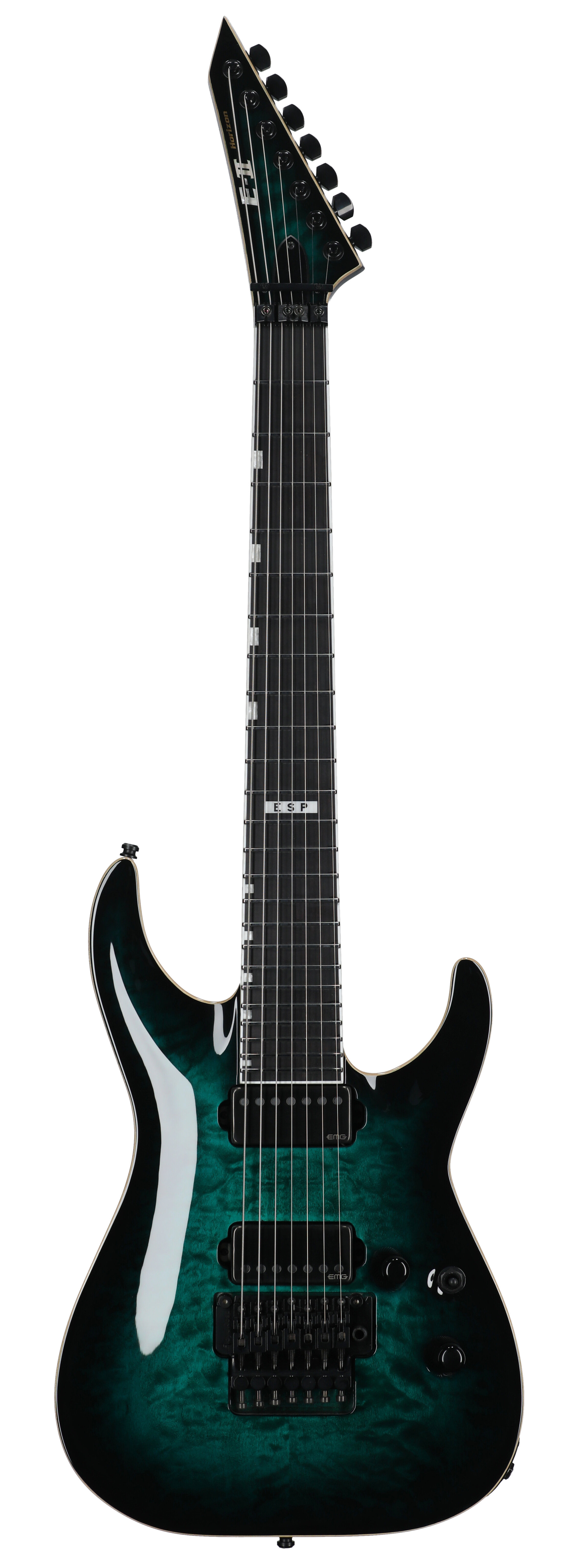 ESP EII Horizon FR7 El Gtr WC Blk Turq Bst