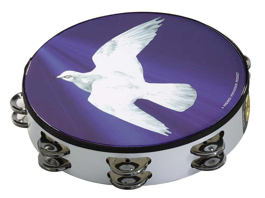 Remo Tambourine 10 10x2 Rows Religous Dove Graphc