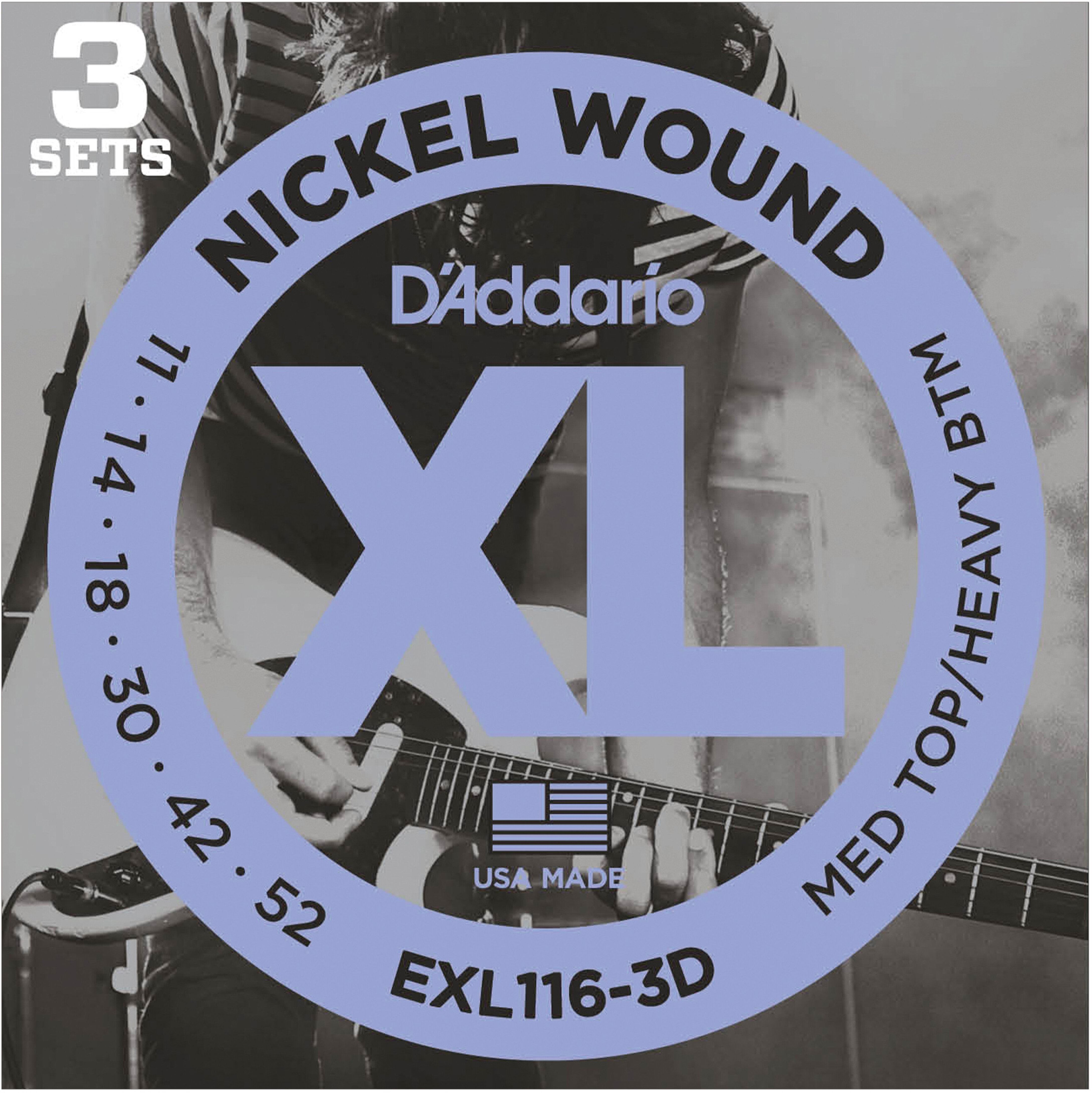 DAddario EXL116-3D Electric Guitar Strings 3 Pack -  D'Addario