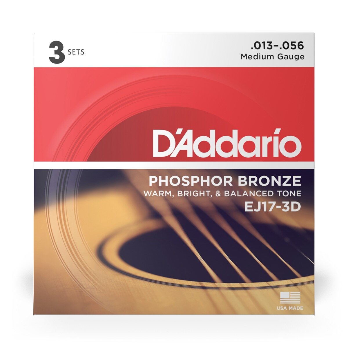 DAddario EJ17 Pho Bronz Aco Gtr Strings Med 3 Pk -  D'Addario, EJ17-3D