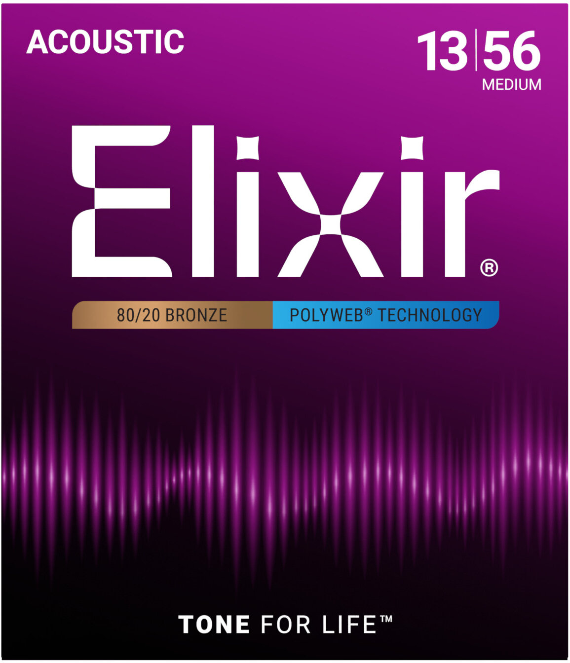 Elixir 11100 Med Acoustic Guitar Strings POLYWEB