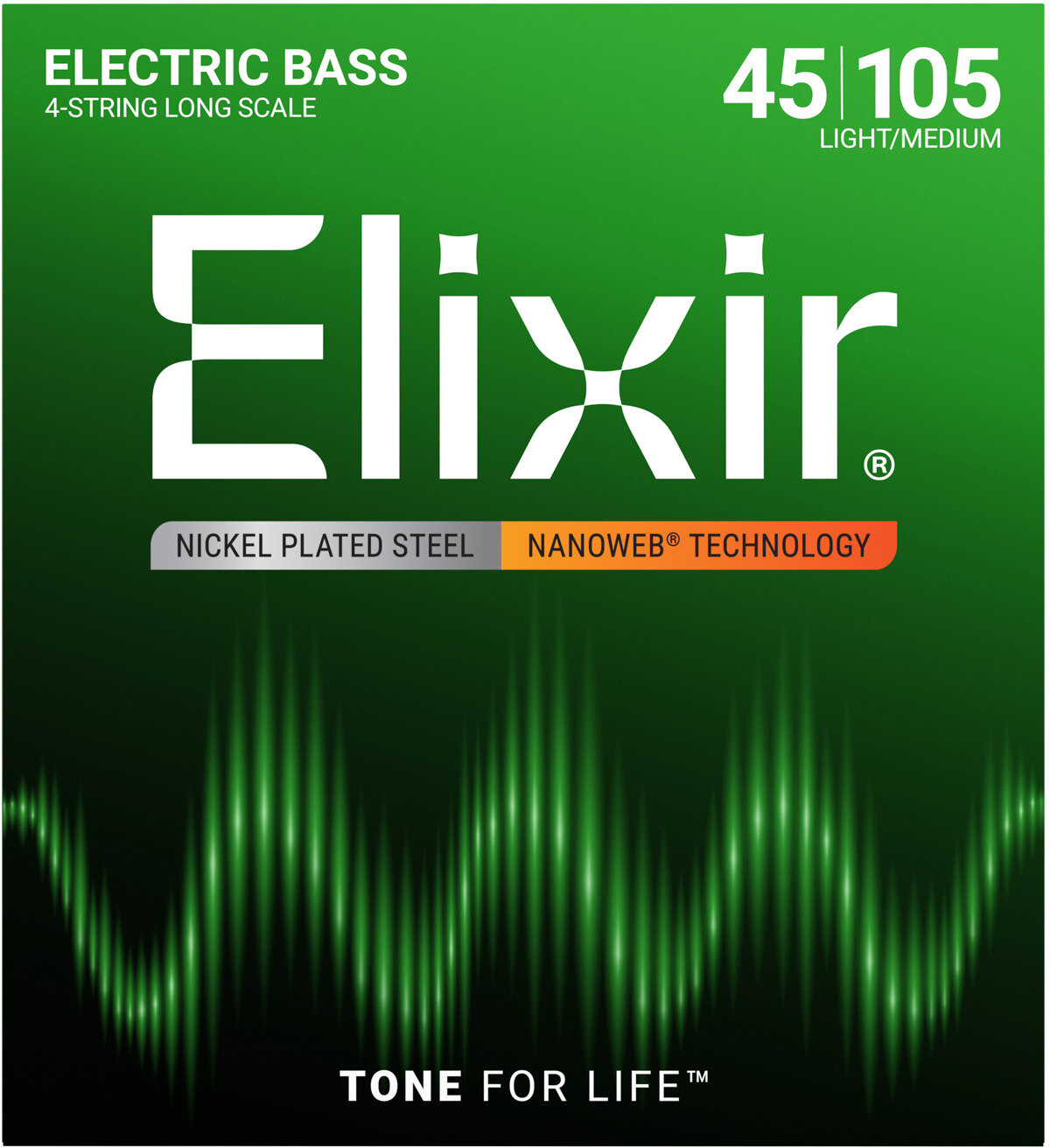 Elixir 14007 Med Electric Bass Strings NANOWEB