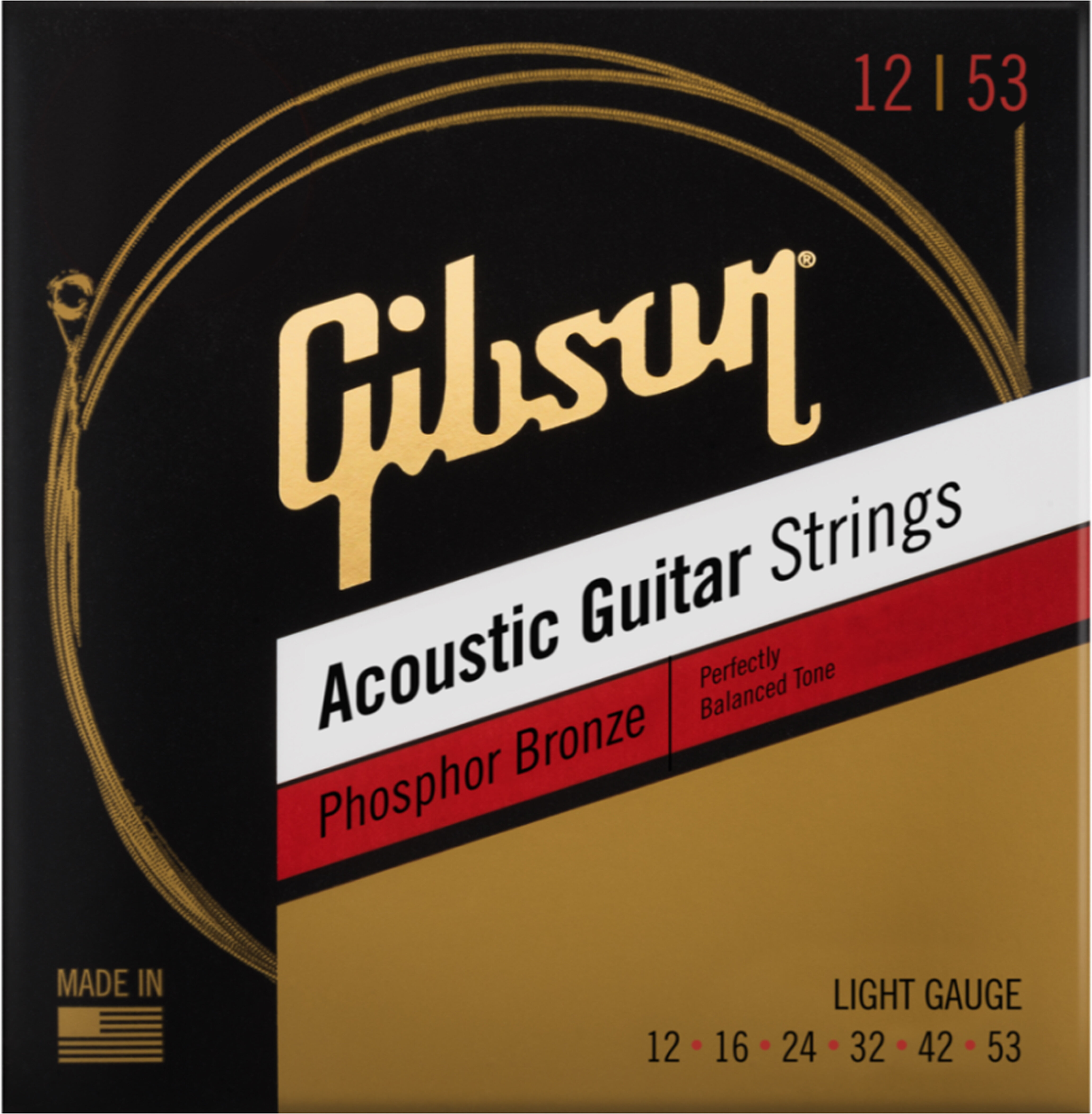Gibson Phosphor Bronze Acoustic Gtr Strings Light -  SAG-PB12