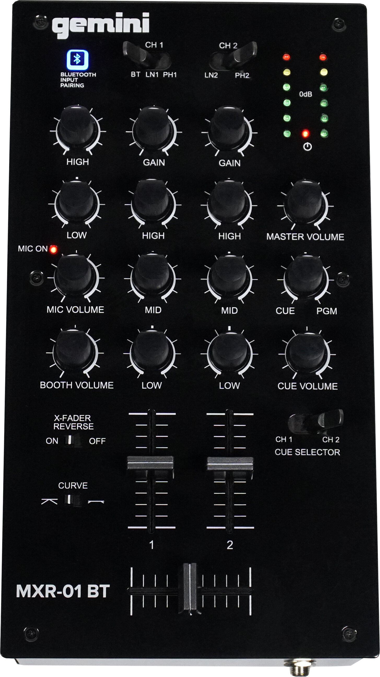 Gemini MXR01BT 2 channel pro DJ mixer with BT