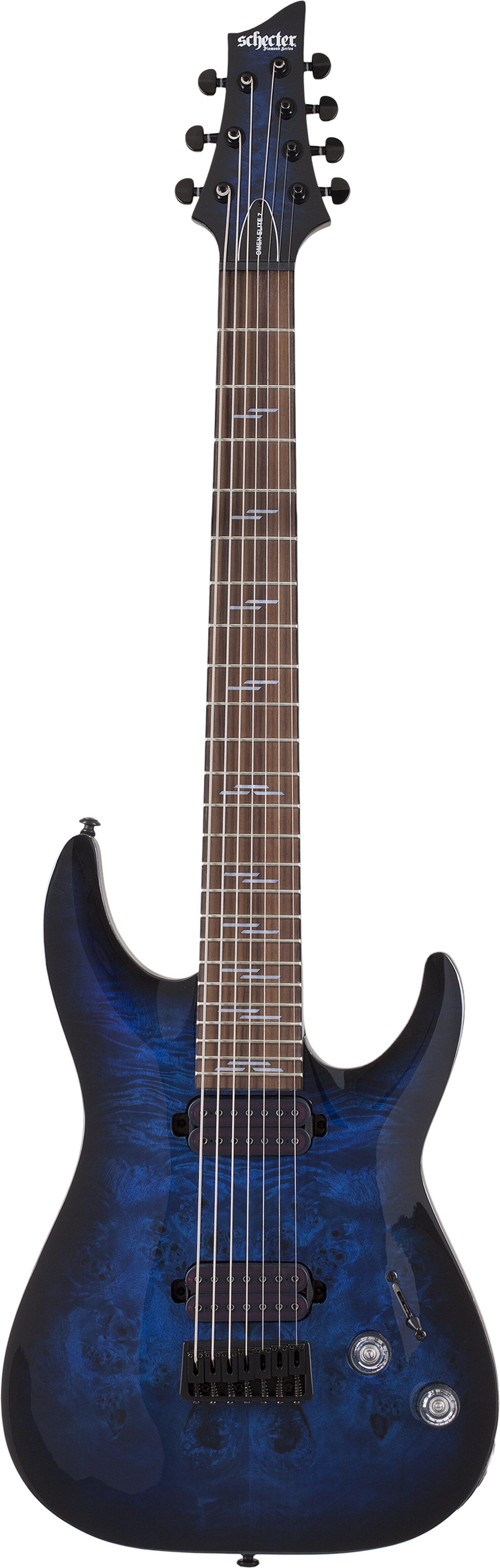 Schecter Omen Elite-7 EG See Thru Blue Burst -  2458