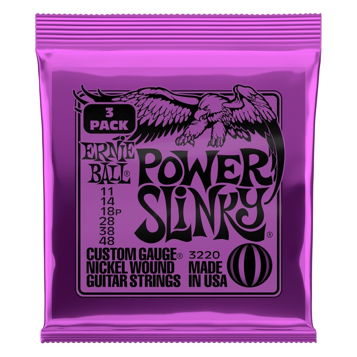 Power Slinky Nickel Wound 3 Pack - Ernie Ball P03220