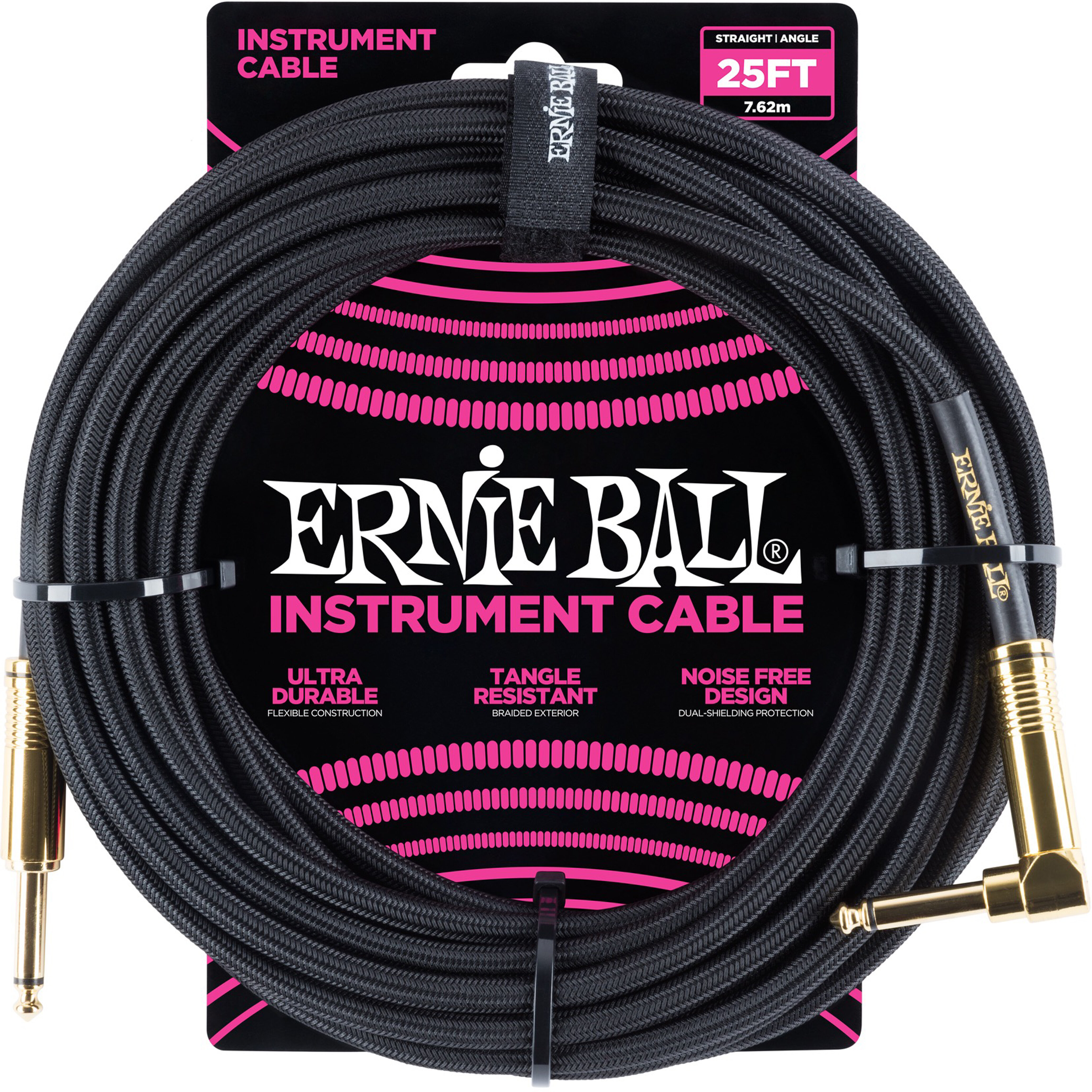 Braided Instrument Cable 25ft BK - Ernie Ball P06058