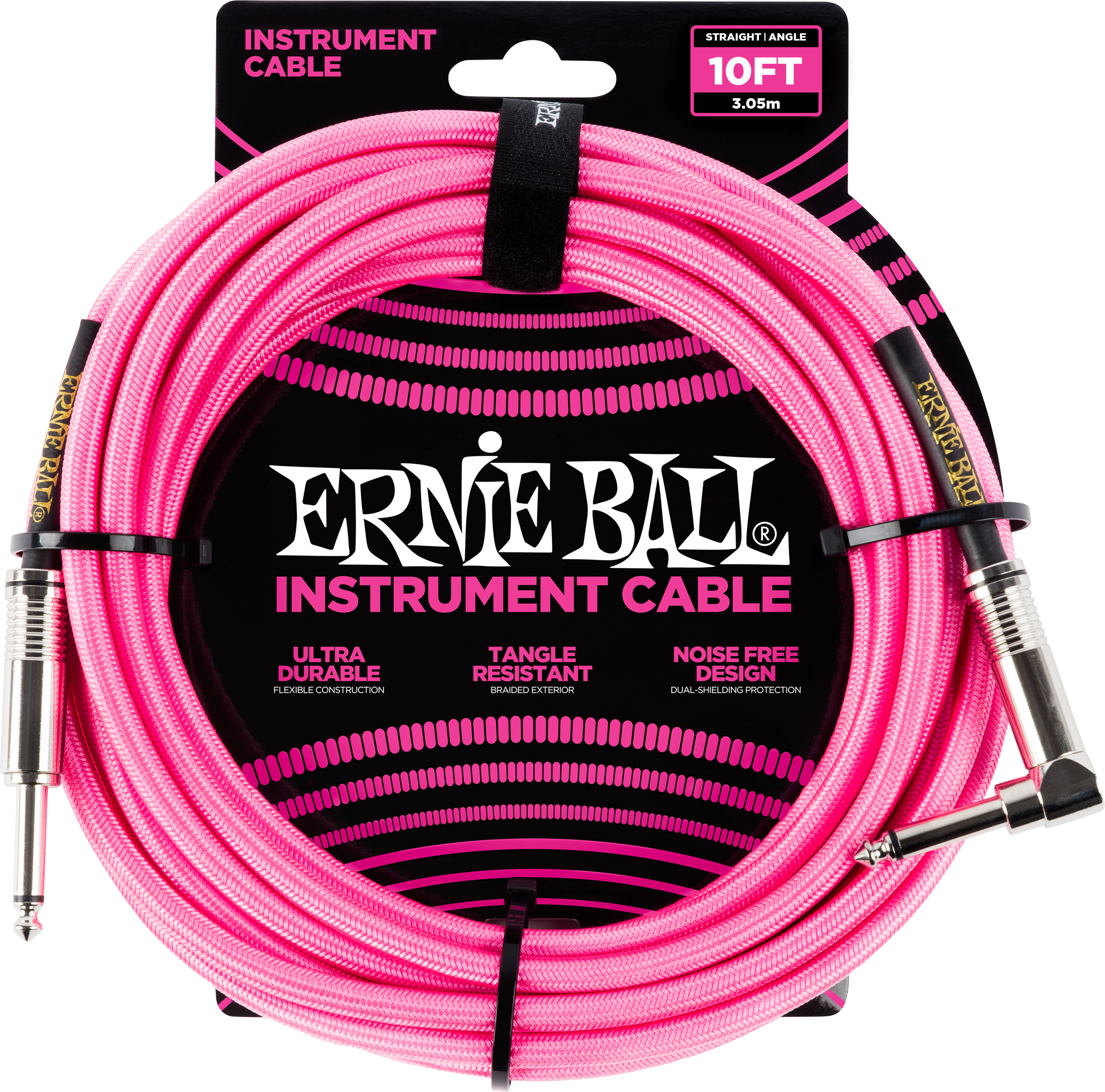 Braided Cable 10ft Neon Pink - Ernie Ball P06078