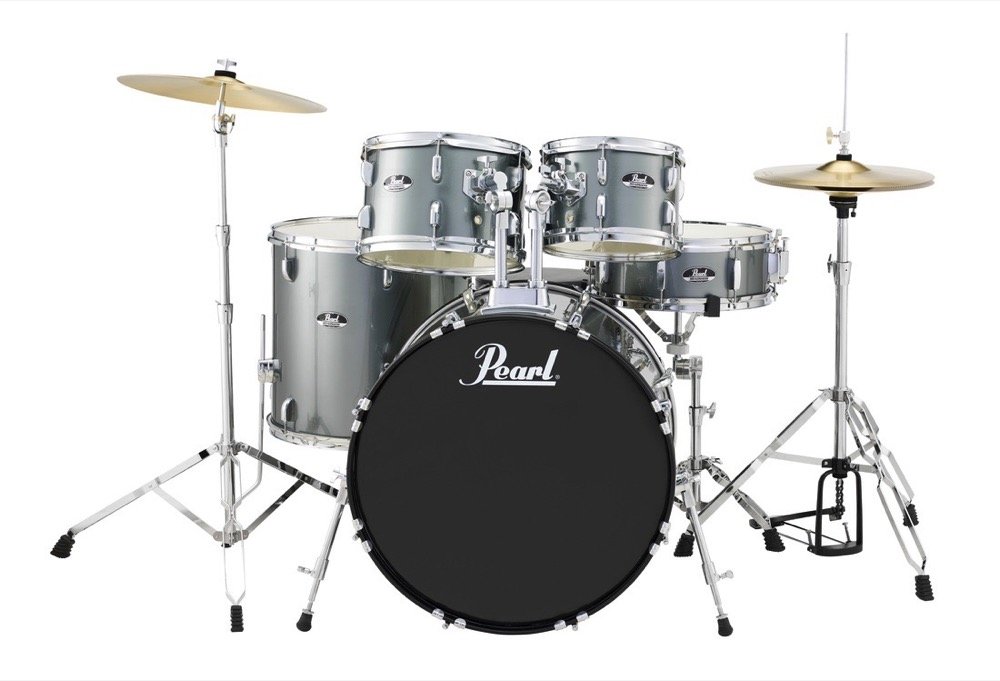 Pearl Roadshow 5Pc Complete Drumset Charcoal Metal