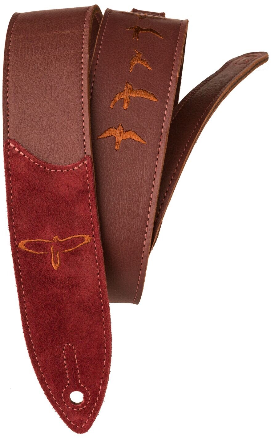 PRS Prem. Leather Strap Embroidered Birds Burgundy