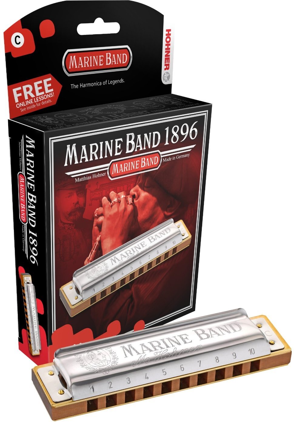 Hohner 1896BX Marine Band Harmonica Key of B Minor -  1896BX-MB