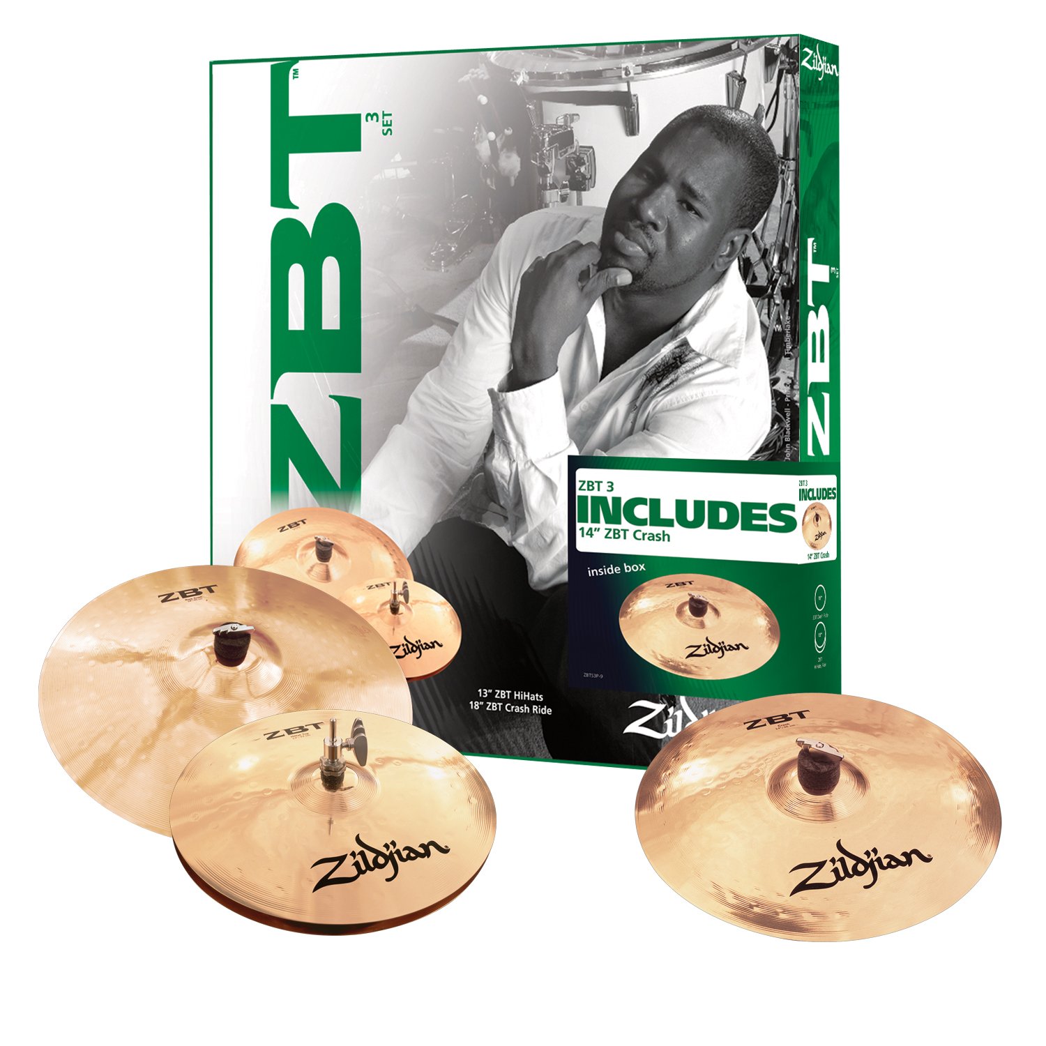 Zildjian ZBT Hi Hat/Crash/Ride 3 Cymbal Set Up Package at zZounds